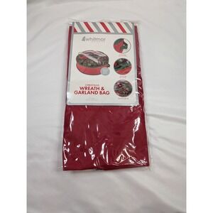 Whitmor Christmas Wreath and Garland Storage Bag Red 30 Inch Zip Top NEW